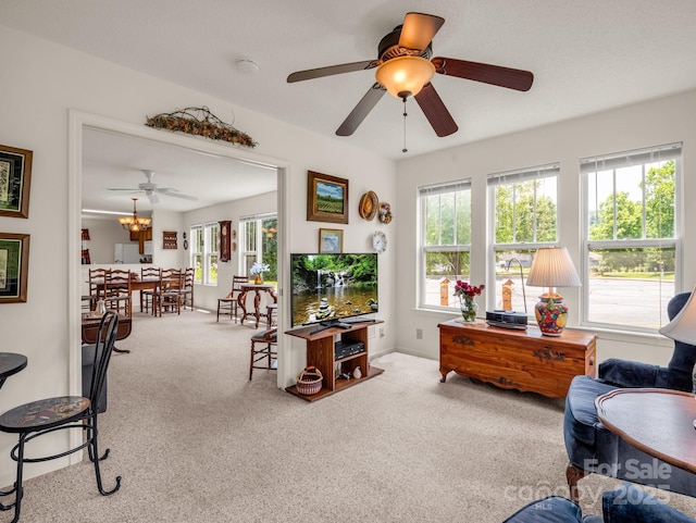 1901 Deermouse Way, Hendersonville, NC 28792 - carpeted living room featuring a ceiling fan