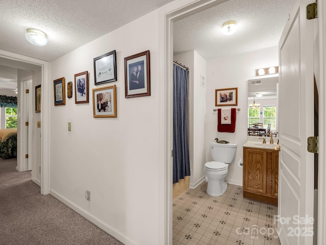 1901 Deermouse Way, Hendersonville, NC 28792 - bathroom with a textured ceiling, vanity, and a shower with curtain