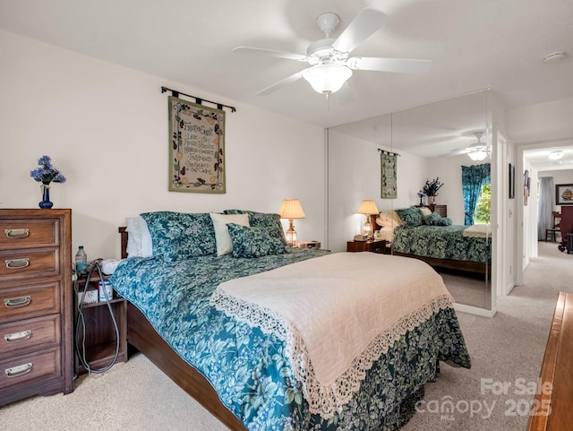 1901 Deermouse Way, Hendersonville, NC 28792 - bedroom featuring light carpet and ceiling fan