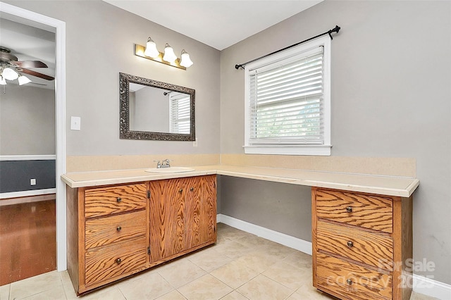 3311 Camden Rd, Marshville, NC 28103 - bathroom with vanity, ceiling fan, and tile patterned floors