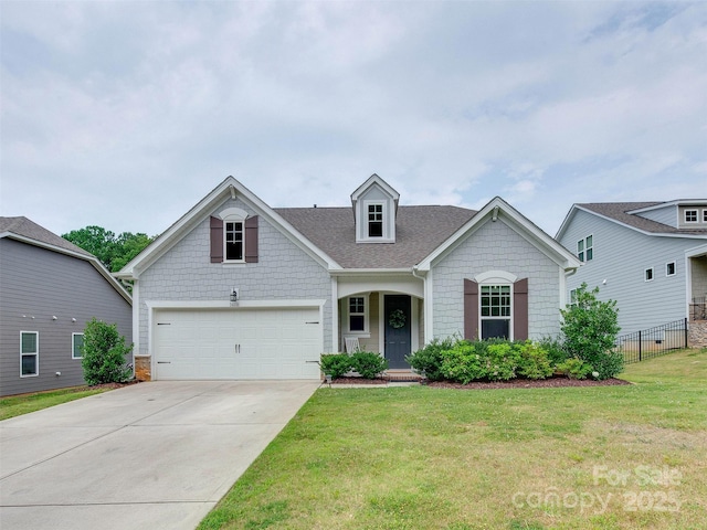 16108 Langston Dr, Charlotte, NC 28278 - view of front facade featuring concrete driveway, roof with shingles, and stone siding