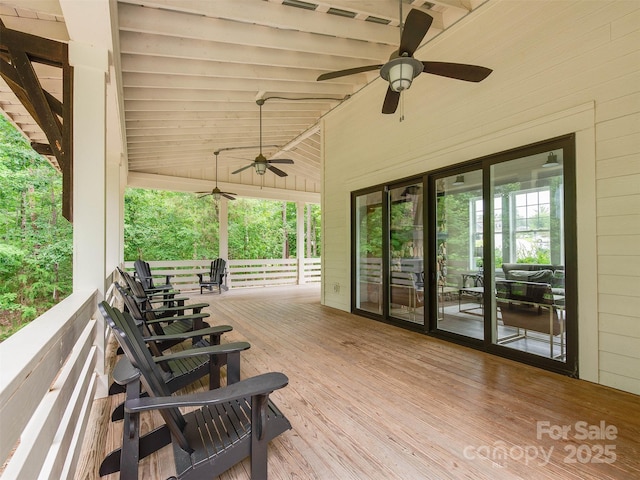 16108 Langston Dr, Charlotte, NC 28278 - deck featuring a ceiling fan