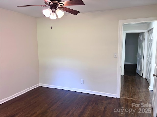 218 Hartman St, Gastonia, NC 28052 - empty room with wood finished floors, a ceiling fan, and ornamental molding