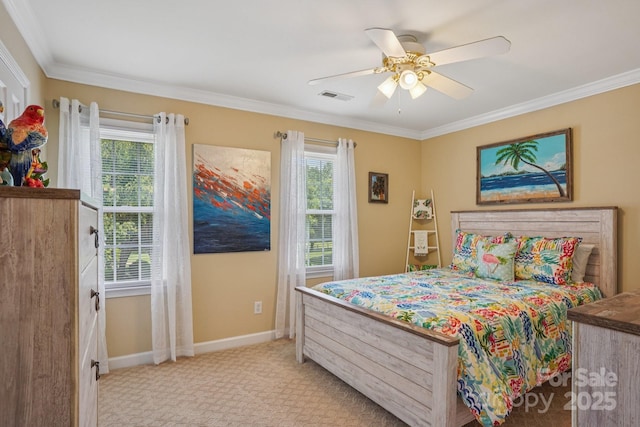 2256 Drawbridge Ct, Rock Hill, SC 29732 - bedroom featuring crown molding, ceiling fan, and light colored carpet