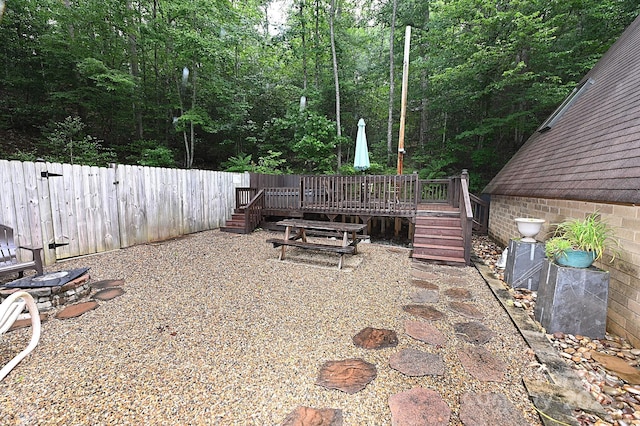 3430 Rose Creek Rd, Morganton, NC 28655 - view of yard with a wooden deck and stairway