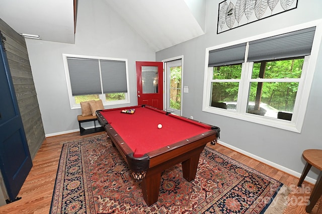 3430 Rose Creek Rd, Morganton, NC 28655 - playroom featuring wood finished floors, billiards, healthy amount of natural light, and high vaulted ceiling