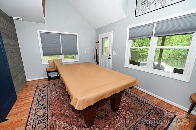 3430 Rose Creek Rd, Morganton, NC 28655 - recreation room featuring plenty of natural light, light wood-style floors, high vaulted ceiling, and billiards table