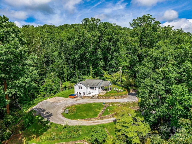 170 Twin Springs Rd, Hendersonville, NC 28792 - aerial view of property and surrounding area with a heavily wooded area
