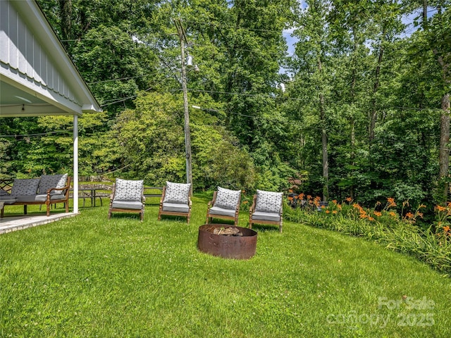 170 Twin Springs Rd, Hendersonville, NC 28792 - view of green lawn with an outdoor fire pit