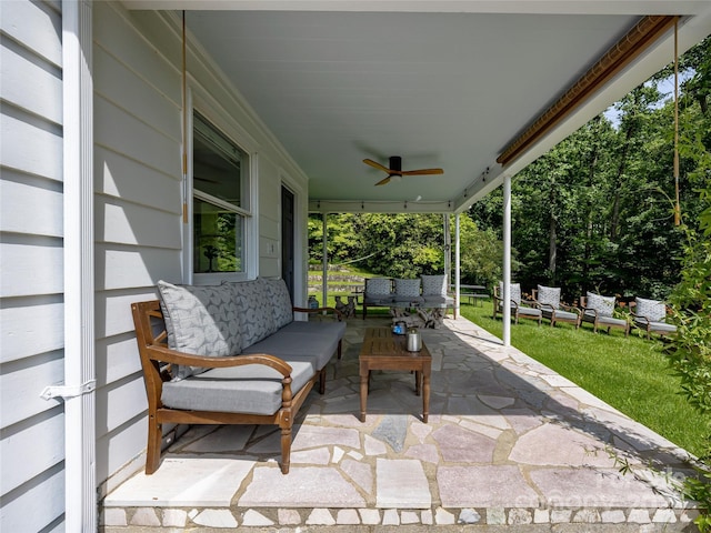 170 Twin Springs Rd, Hendersonville, NC 28792 - porch with a ceiling fan and outdoor lounge area