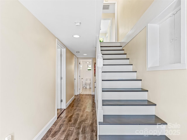 170 Twin Springs Rd, Hendersonville, NC 28792 - staircase with wood finished floors and recessed lighting