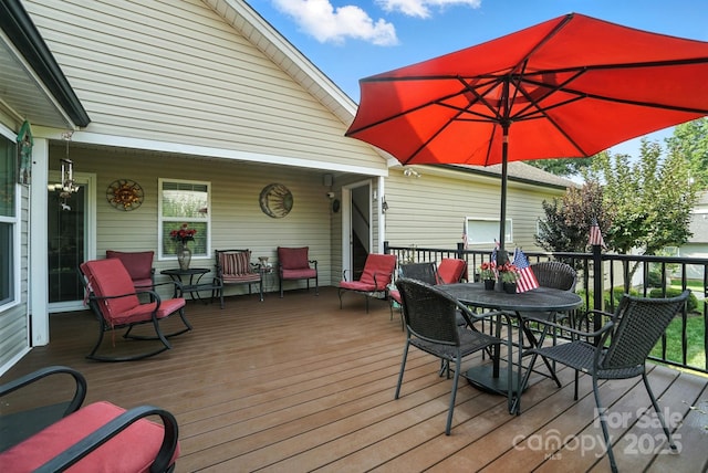 402 Walnut St Unit 11, China Grove, NC 28023 - wooden terrace featuring outdoor dining area
