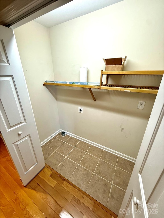 4351 Grover Pl, Granite Falls, NC 28630 - laundry area with electric dryer hookup and wood finished floors