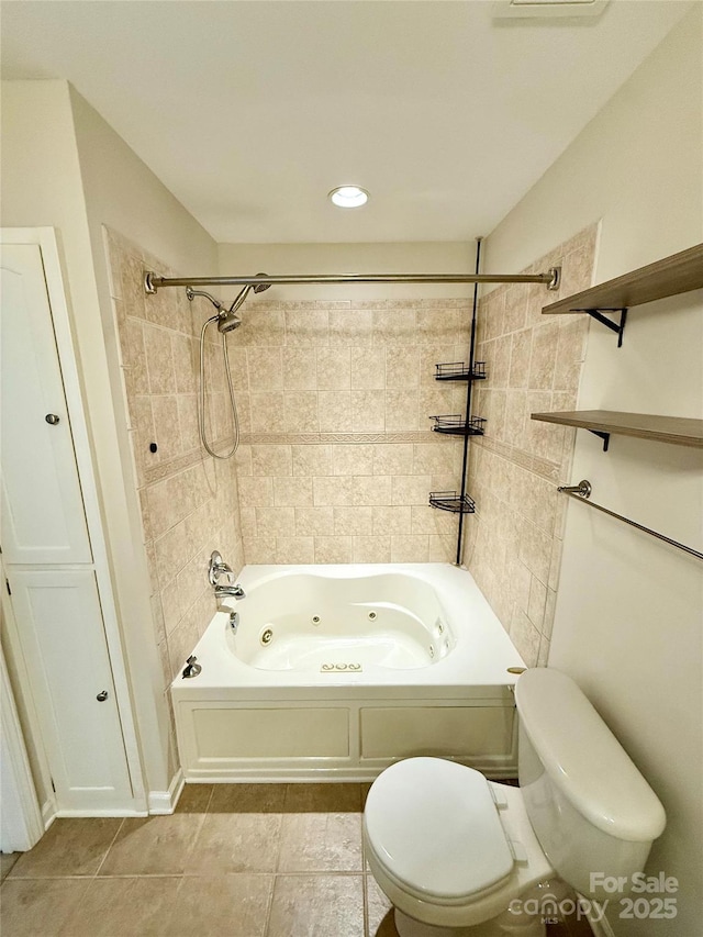 4351 Grover Pl, Granite Falls, NC 28630 - full bath with a combined bath / shower with jetted tub, tile patterned floors, and recessed lighting