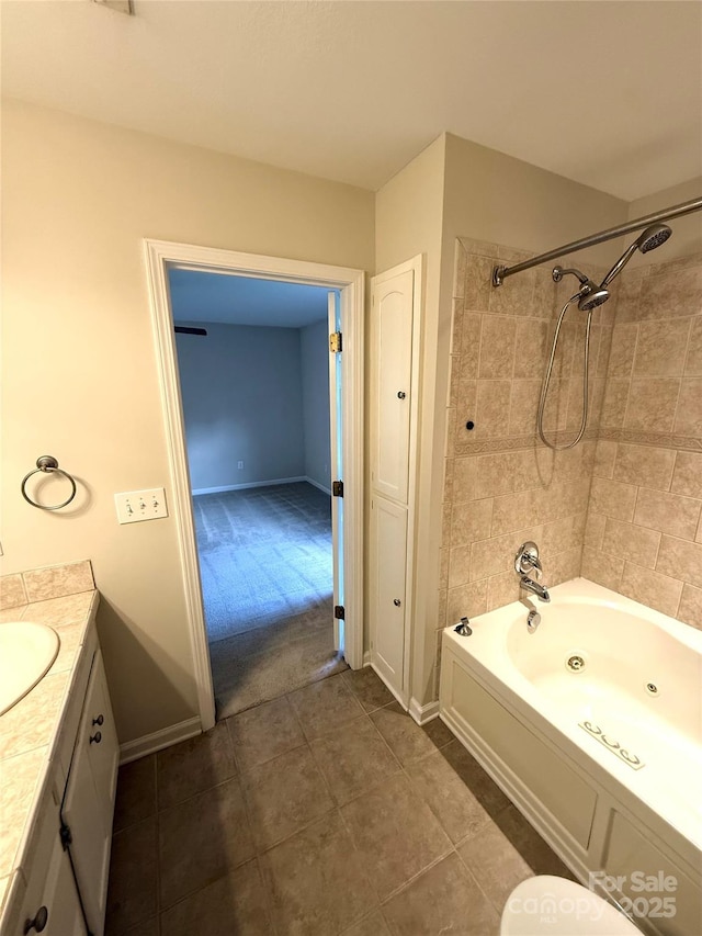 4351 Grover Pl, Granite Falls, NC 28630 - bathroom with shower / bath combination, vanity, and tile patterned flooring