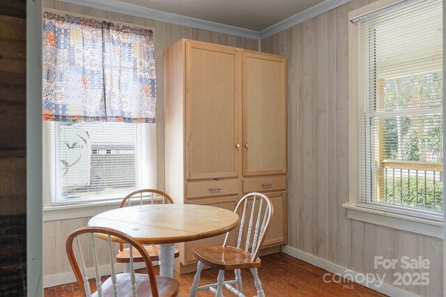 435 Stirewalt Rd, China Grove, NC 28023 - dining room featuring crown molding and wood walls
