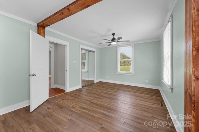 435 Stirewalt Rd, China Grove, NC 28023 - unfurnished room featuring ceiling fan, ornamental molding, and wood finished floors