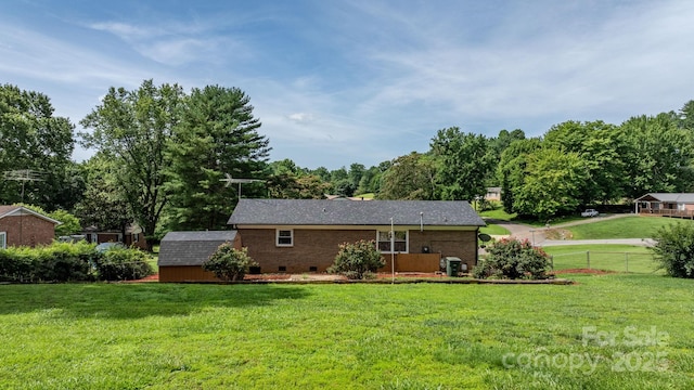1040 Stagecoach Trl, Lenoir, NC 28645 - rear view of property with a shed, brick siding, and crawl space