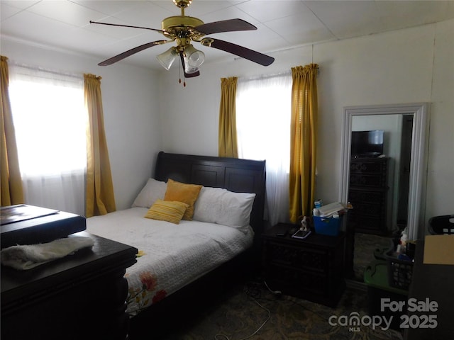 814 Aileen Cir, Pineville, NC 28134 - bedroom with multiple windows and ceiling fan