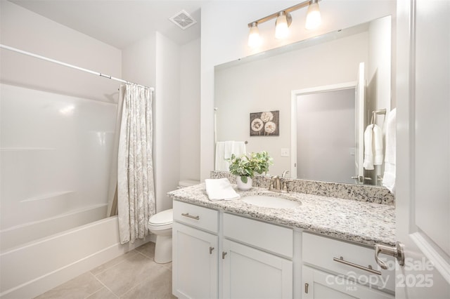 7739 Village Pkwy, Locust, NC 28097 - bathroom with vanity, tile patterned floors, and shower / tub combo