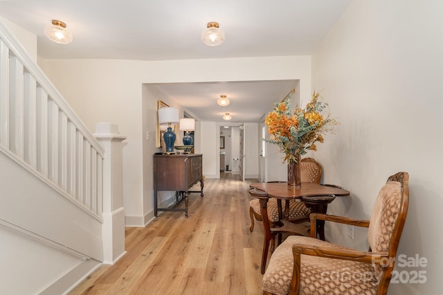220 Low Water Bridge Rd, Troy, NC 27371 - corridor with stairs and light wood-type flooring