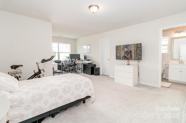 4268 Coachwhip Ave, Lancaster, SC 29720 - bedroom with light carpet and ensuite bathroom
