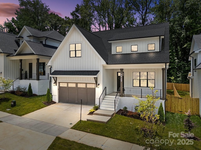 3949 Plainview Rd, Charlotte, NC 28208 - modern inspired farmhouse with covered porch, board and batten siding, roof with shingles, and driveway