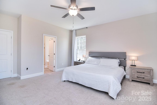 4017 Avis Way, Monroe, NC 28110 - bedroom featuring light colored carpet, a ceiling fan, and connected bathroom