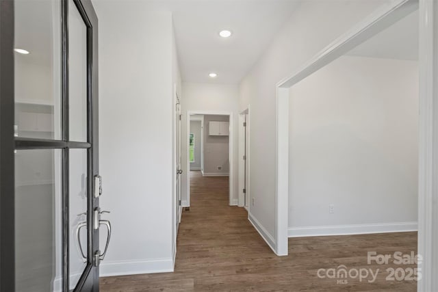 164 Meadow Glen Dr, Troutman, NC 28166 - corridor with wood finished floors and recessed lighting