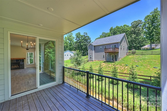 164 Meadow Glen Dr, Troutman, NC 28166 - wooden terrace with a yard and a residential view