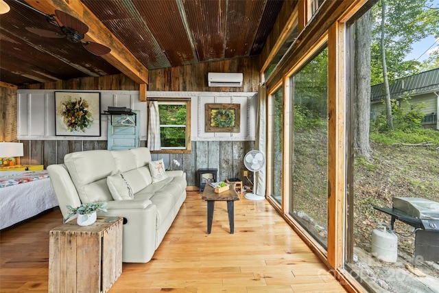 553 Paradise Mountain Rd, Canton, NC 28716 - sunroom / solarium with a wall unit AC, lofted ceiling, and healthy amount of natural light