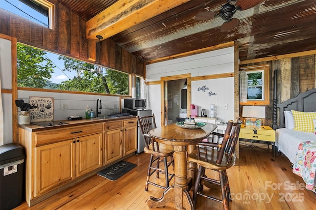 553 Paradise Mountain Rd, Canton, NC 28716 - view of patio / terrace featuring exterior kitchen, ceiling fan, a wooden deck, and exterior bar