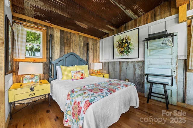 553 Paradise Mountain Rd, Canton, NC 28716 - bedroom featuring wooden walls, wood finished floors, and wood ceiling