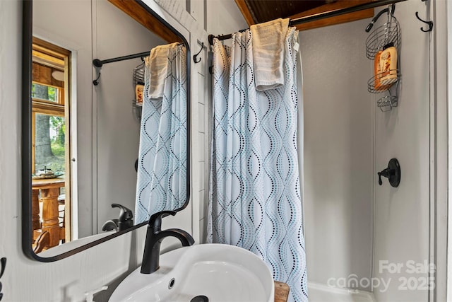 553 Paradise Mountain Rd, Canton, NC 28716 - bathroom with a sink and a stall shower