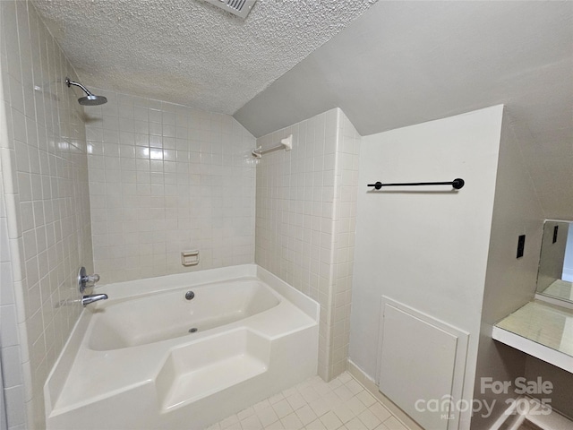 3824 Freedom Dr, Charlotte, NC 28208 - full bath featuring tile patterned flooring,  shower combination, and a textured ceiling