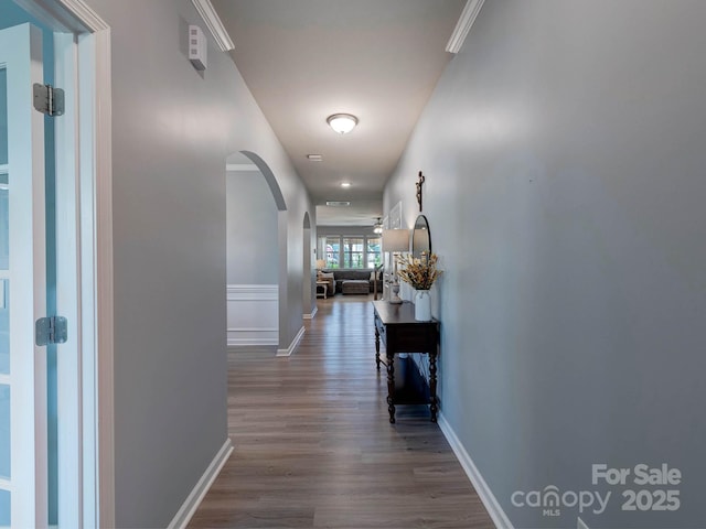 1324 Mona Vale Dr, Huntersville, NC 28078 - corridor featuring arched walkways and wood finished floors