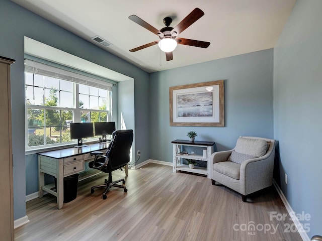 1324 Mona Vale Dr, Huntersville, NC 28078 - office featuring light wood-style flooring and ceiling fan