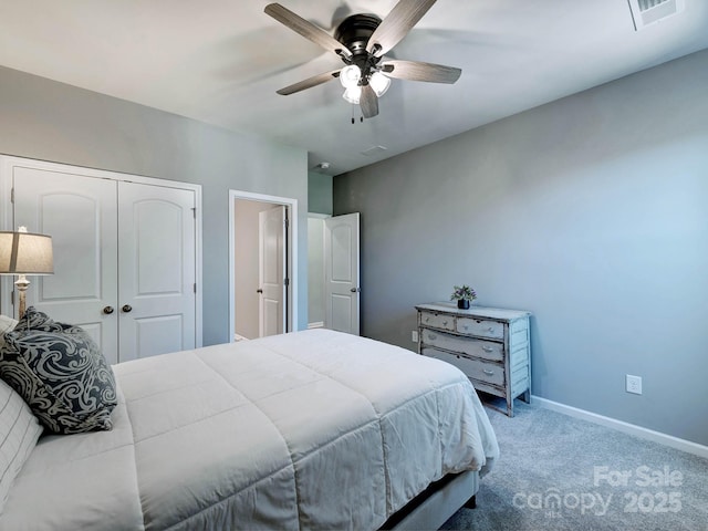 1324 Mona Vale Dr, Huntersville, NC 28078 - bedroom featuring carpet, a closet, and a ceiling fan