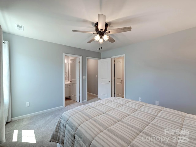 1324 Mona Vale Dr, Huntersville, NC 28078 - bedroom featuring light carpet, a ceiling fan, and ensuite bathroom