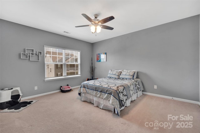 282 Harrison Ln, Locust, NC 28097 - carpeted bedroom with baseboards and a ceiling fan