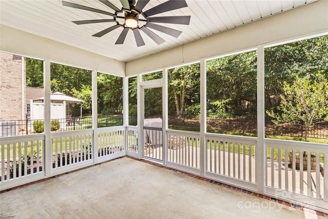 1011 Wadsworth Ln, Indian Trail, NC 28079 - unfurnished sunroom featuring ceiling fan