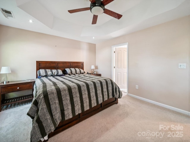 16411 Greybriar Forest Ln, Charlotte, NC 28278 - bedroom featuring carpet floors, a raised ceiling, recessed lighting, and ceiling fan