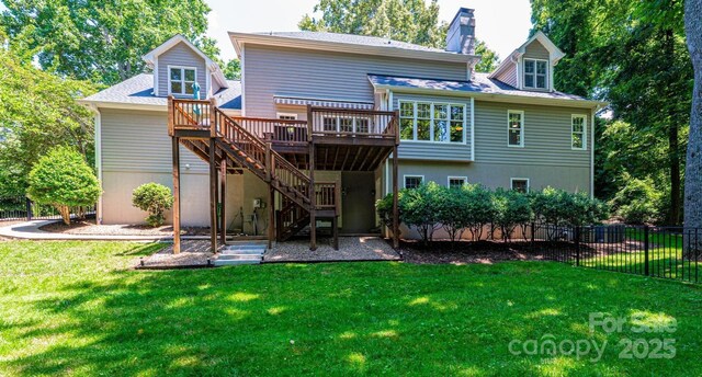 841 16th Avenue Ln NW, Hickory, NC 28601 - rear view of property with stairway and a wooden deck