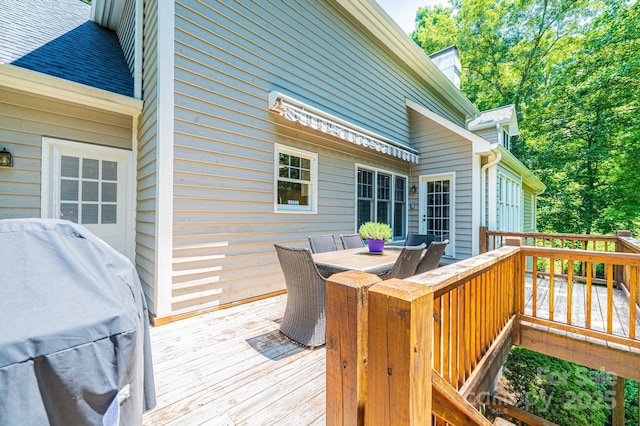 841 16th Avenue Ln NW, Hickory, NC 28601 - wooden deck featuring outdoor dining space and a grill