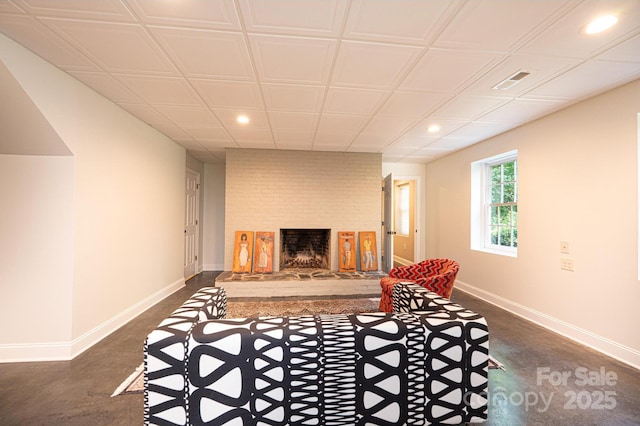 841 16th Avenue Ln NW, Hickory, NC 28601 - living area with recessed lighting, a fireplace, and concrete floors