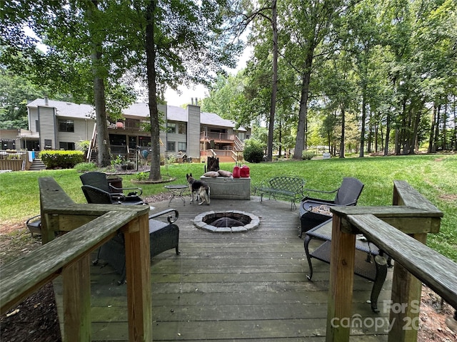 1590 Springpoint Rd Unit B, Rock Hill, SC 29732 - wooden deck featuring an outdoor fire pit and a yard