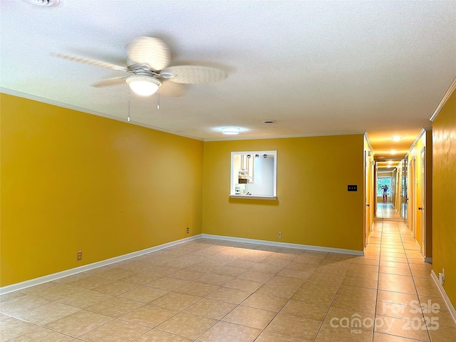 1590 Springpoint Rd Unit B, Rock Hill, SC 29732 - unfurnished room featuring a textured ceiling, light tile patterned floors, crown molding, and ceiling fan