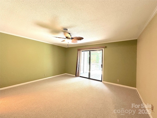 1590 Springpoint Rd Unit B, Rock Hill, SC 29732 - spare room featuring crown molding, light colored carpet, ceiling fan, and a textured ceiling