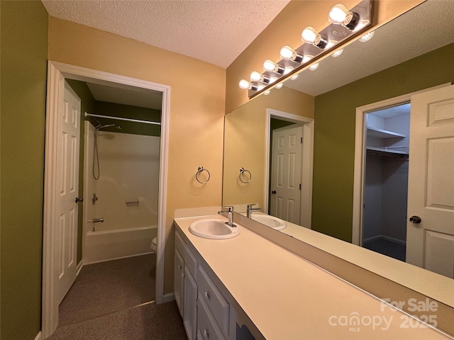 1590 Springpoint Rd Unit B, Rock Hill, SC 29732 - bathroom with vanity, a textured ceiling, bathtub / shower combination, and a closet