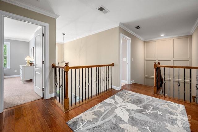 1805 Trading Path Ln, Waxhaw, NC 28173 - corridor featuring an upstairs landing, hardwood / wood-style flooring, and ornamental molding
